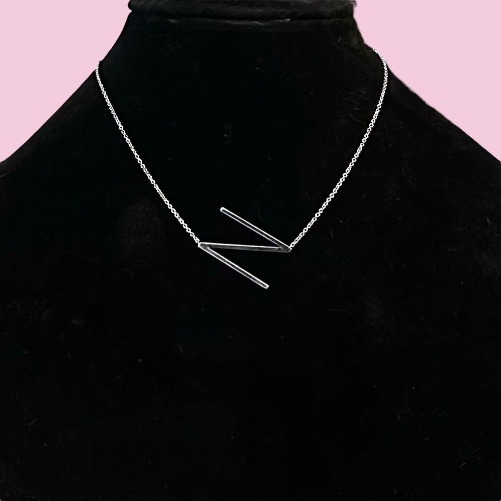 Cai silver tone sideway initial letter N necklace